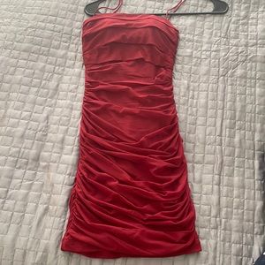 Princess Polly Red Ruched Bodycon Dress, “Tara Mini Dress”